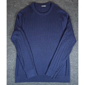 Kallspin Men's Navy Blue Cable Knit Crewneck Sweater Wool Blend Tall Size 3XL